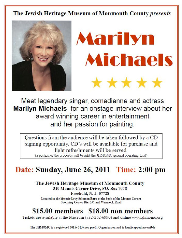Jewish Heritage Museum of Monmouth County presents Marilyn Michaels paintings and memories
