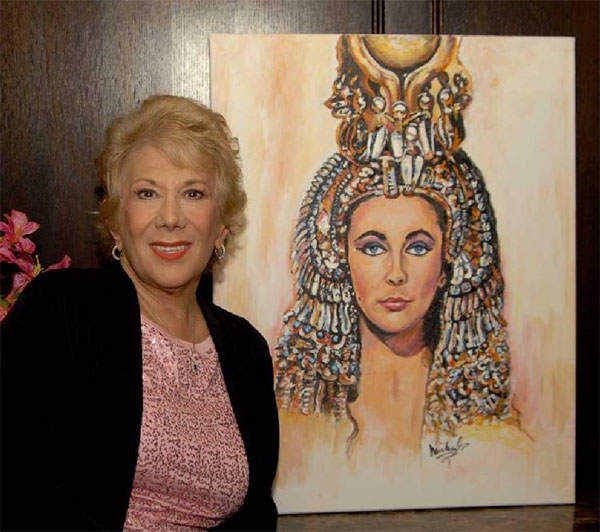 Marilyn Michaels and a portrait of Elizabeth Taylor